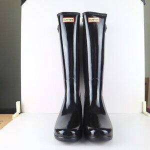 Hunter Original Refined Gloss Rubber Womens Calf Length Wellington Boots 9 M Bla
